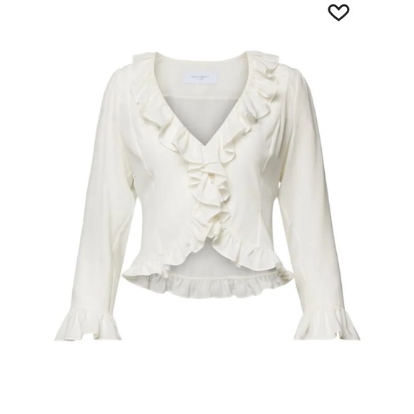 NWT Equipment femme Yasmina white 100% silk ruffle blouse   Size S - Picture 5 of 10